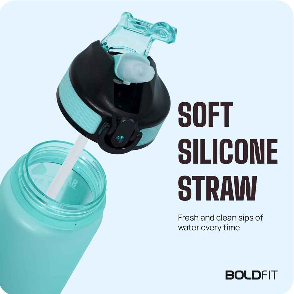 Boldfit Water Bottles 1 Litre Sipper With Straw Unbreakable | Mintgreen Plastic