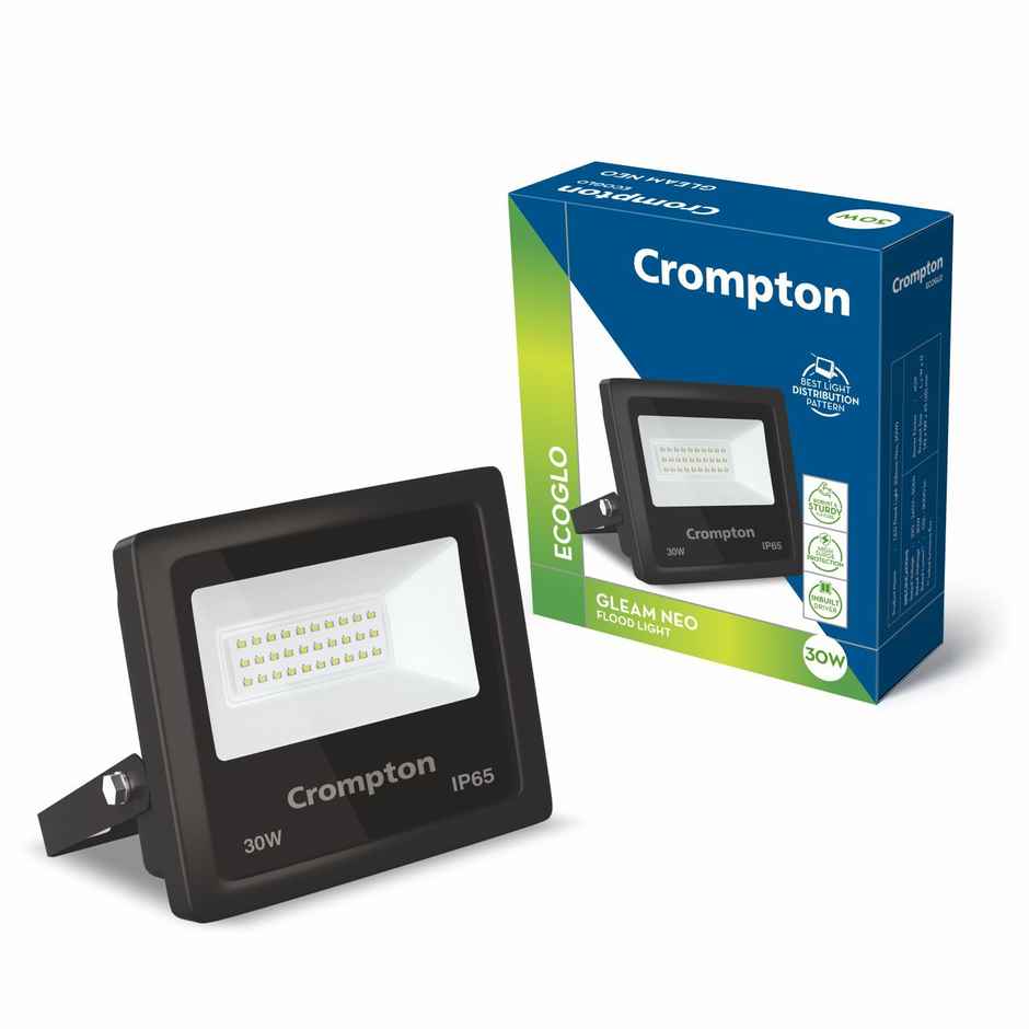 Crompton Gleam 30 Watt Outdoor Waterproof Led Flood Light(Cool Day Light 6500K)
