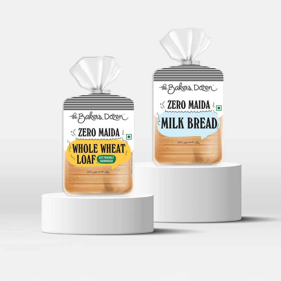 The Baker's Dozen Whole Wheat Bread & The Baker's Dozen Zero Maida Milk Bread Combo