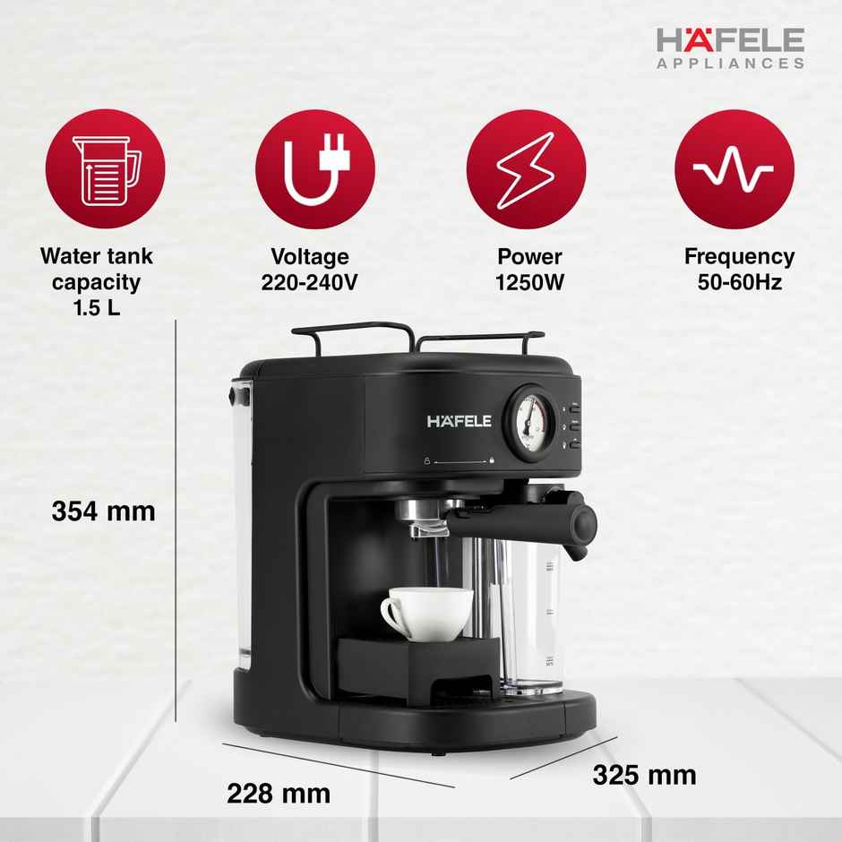 Hafele U-Kaffee Plus Coffee Machine, 15-Bar Pump Pressure, (500 Ml)1250W