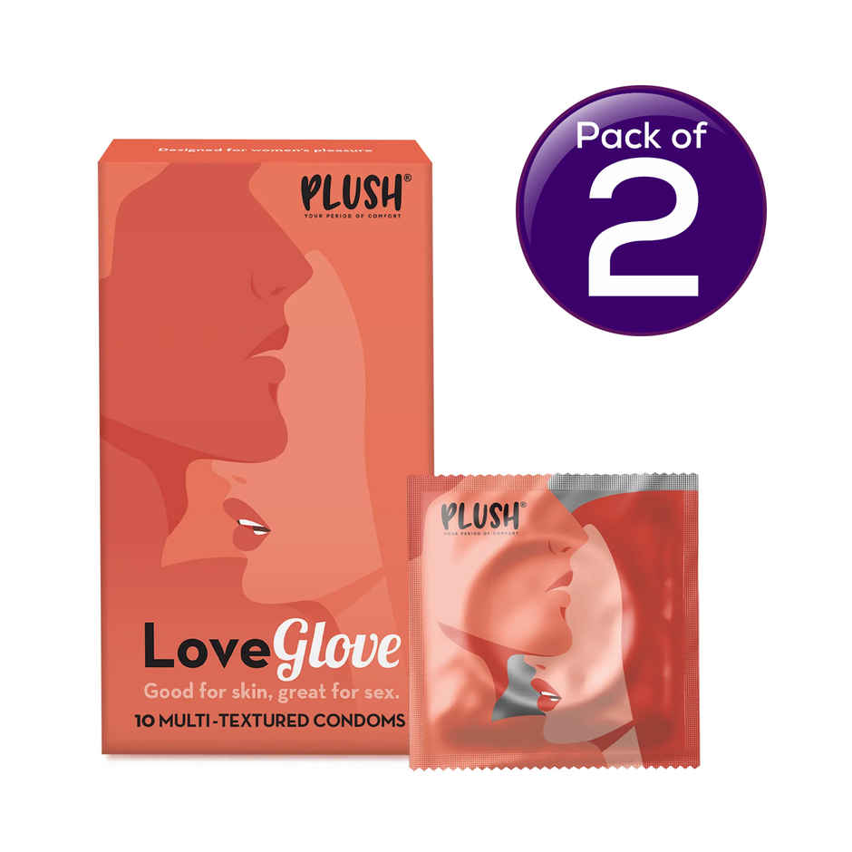 Plush Multi-Textured Condom For Men, Loveglove For Women's Pleasure, No Benzocaine Combo