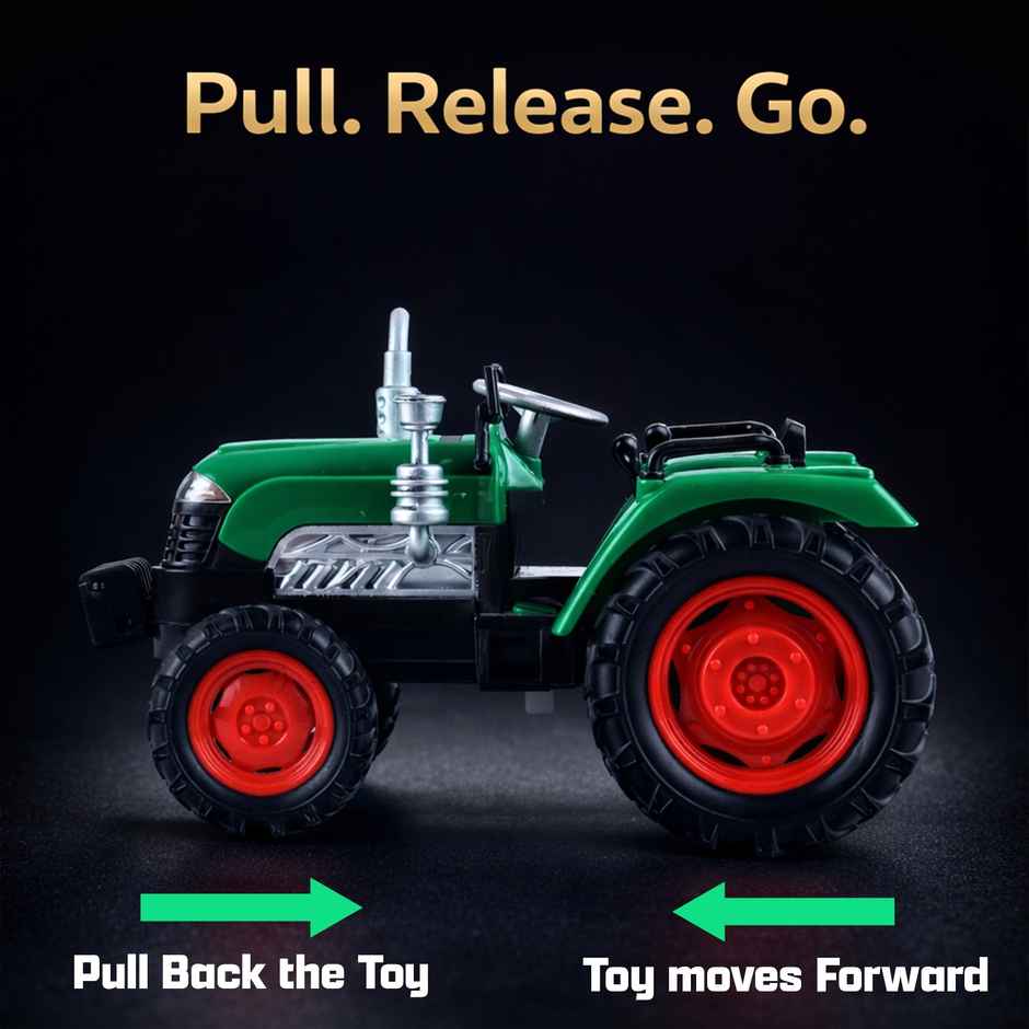 Race n Roll Light & Sound Farm Tractor Adventure Toy Pull back Action Vehicle Green