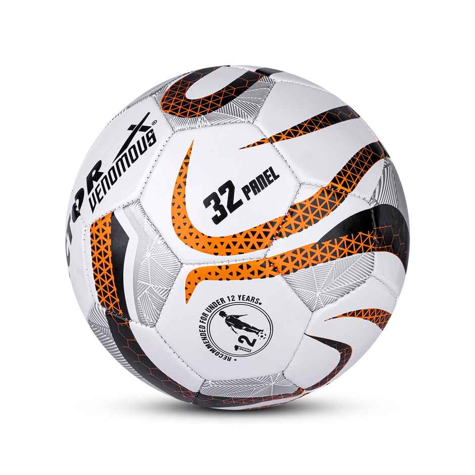 Vector X Venomous Machine Stitched Football | With Pump & Pin | Orange-Black | Size - 5