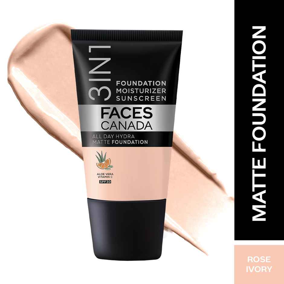Faces Canada 3in1 All Day Hydra Matte Foundation + Moisturizer + SPF 30 | Rose Ivory 011