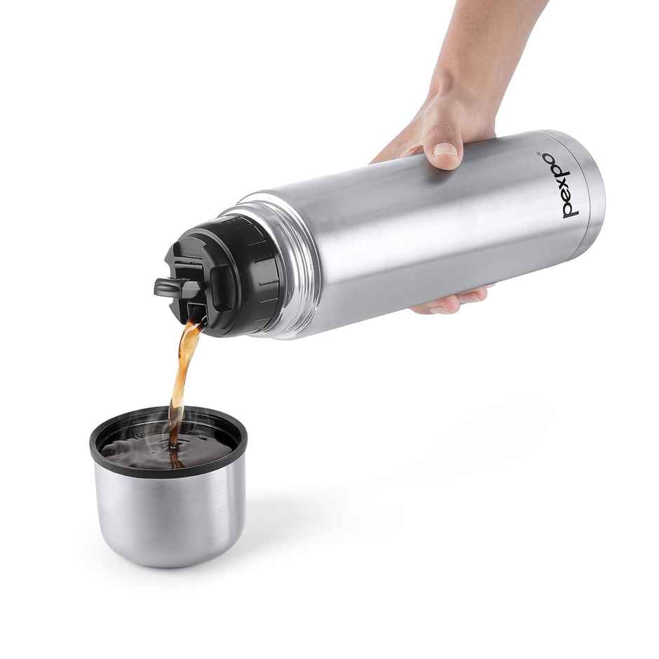 Pexpo Thermosteel Flip Lid Flask Flamingo | 1 L | Silver