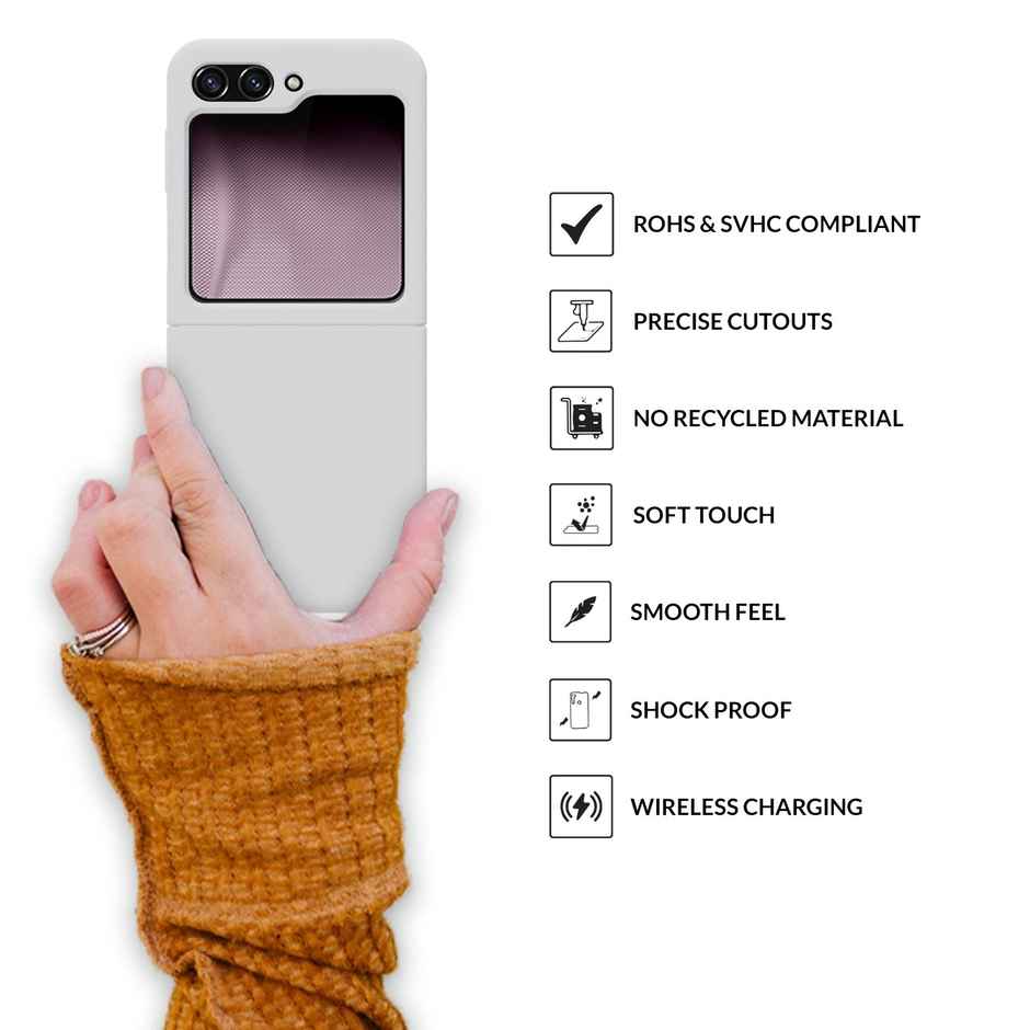 Sprig Premium Back Cover for Samsung Galaxy Z Flip 5 Phone Liquid Shock Proof | White