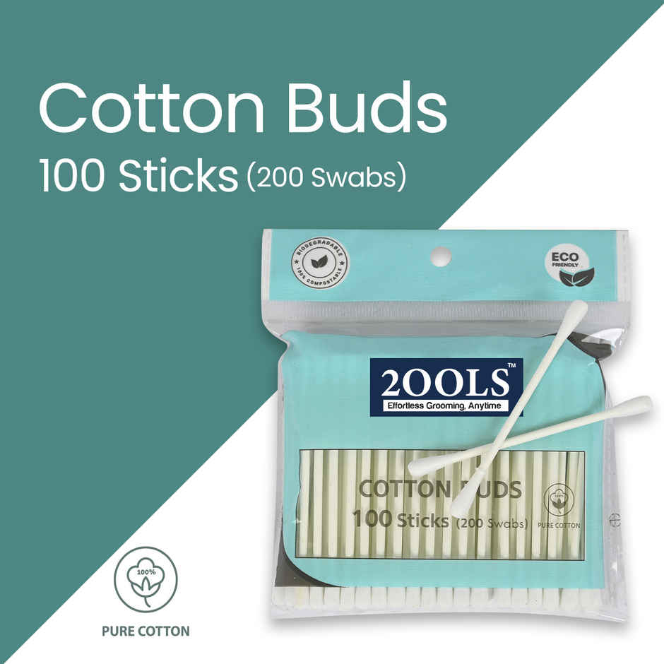 2OOLS Cotton Buds, Swab for Personal Hygiene and Beauty 100 Sticks Pouch (TSCS8002)