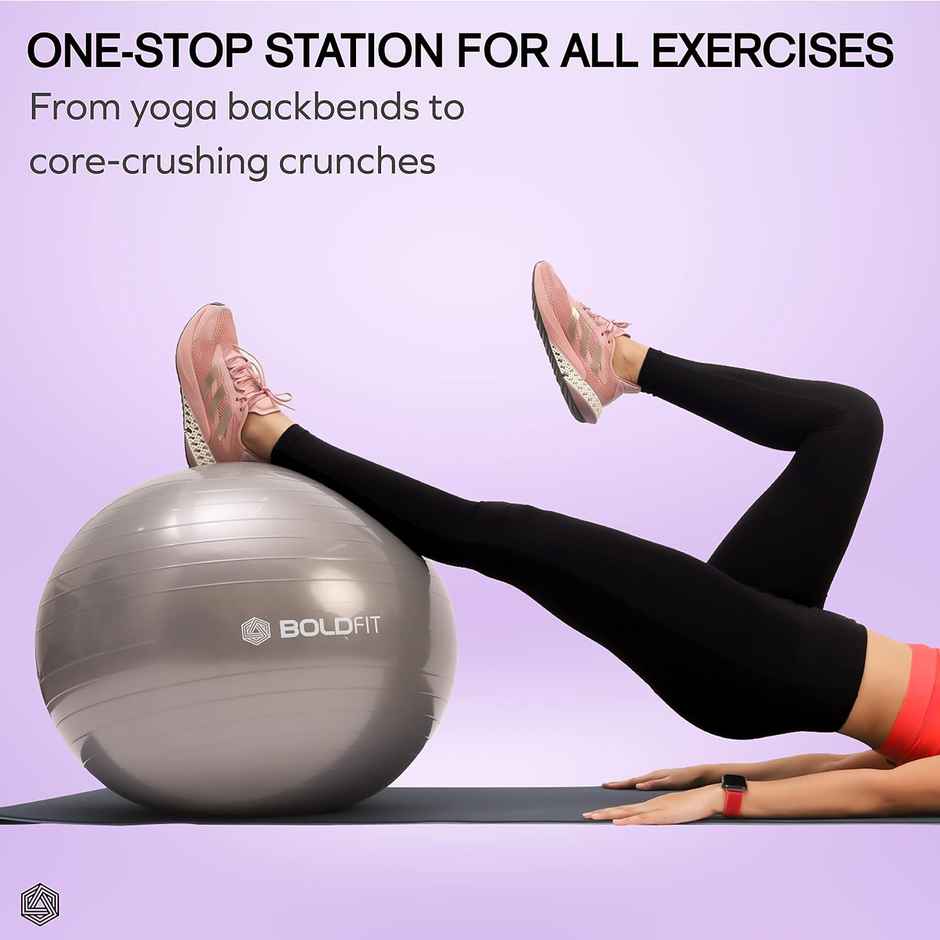 Boldfit Gym Ball For Exercise 75 cm Exercise Ball With Foot Pump-Grey