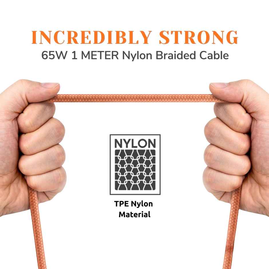 Philips DLC4130CR/94 65W USB Type-C to Type-C Fast Charging Cable | Nylon Braided | 1m