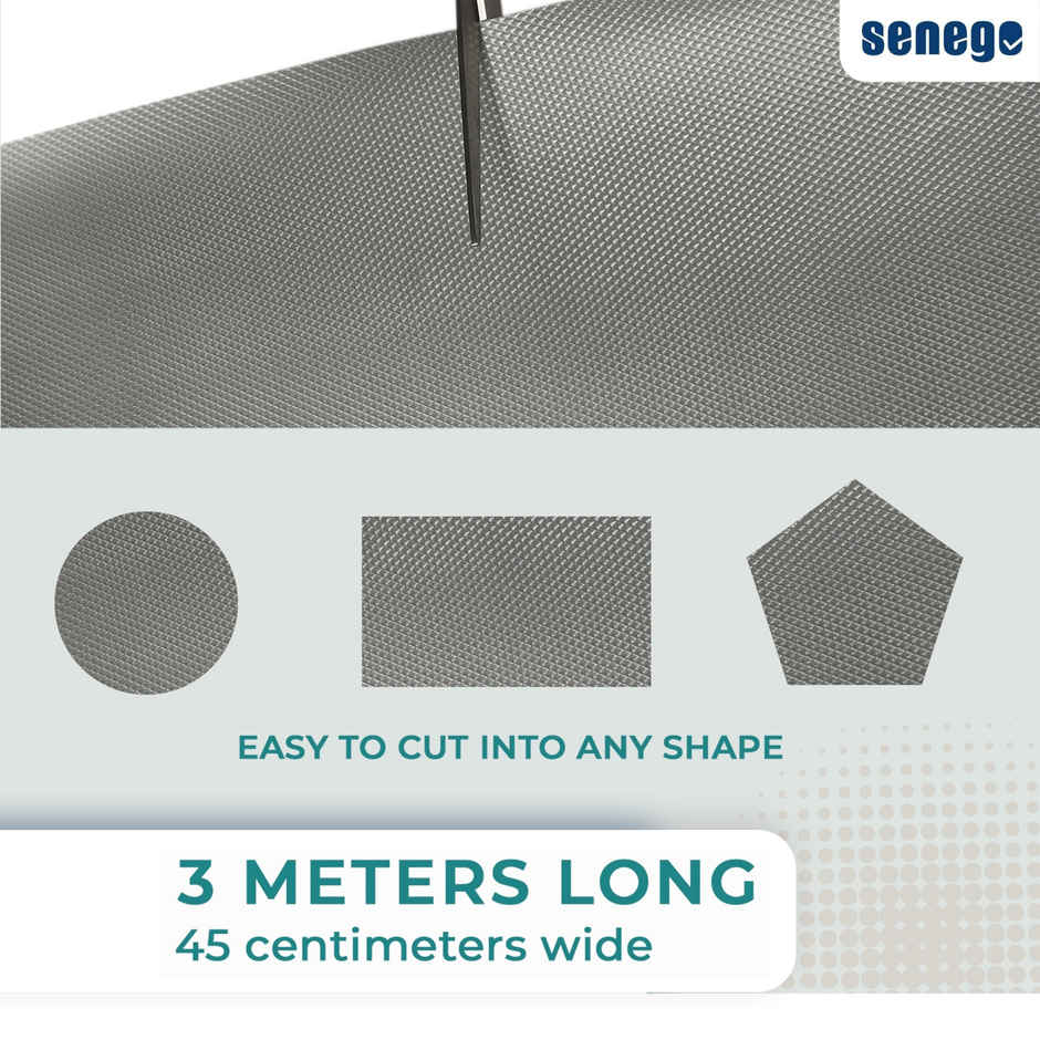 Senego Anti Slip Mat 3m, Shelf Liner Mat for Kitchen/Cupboard/Drawers/Bathroom (45 cm x 3 m), Grey