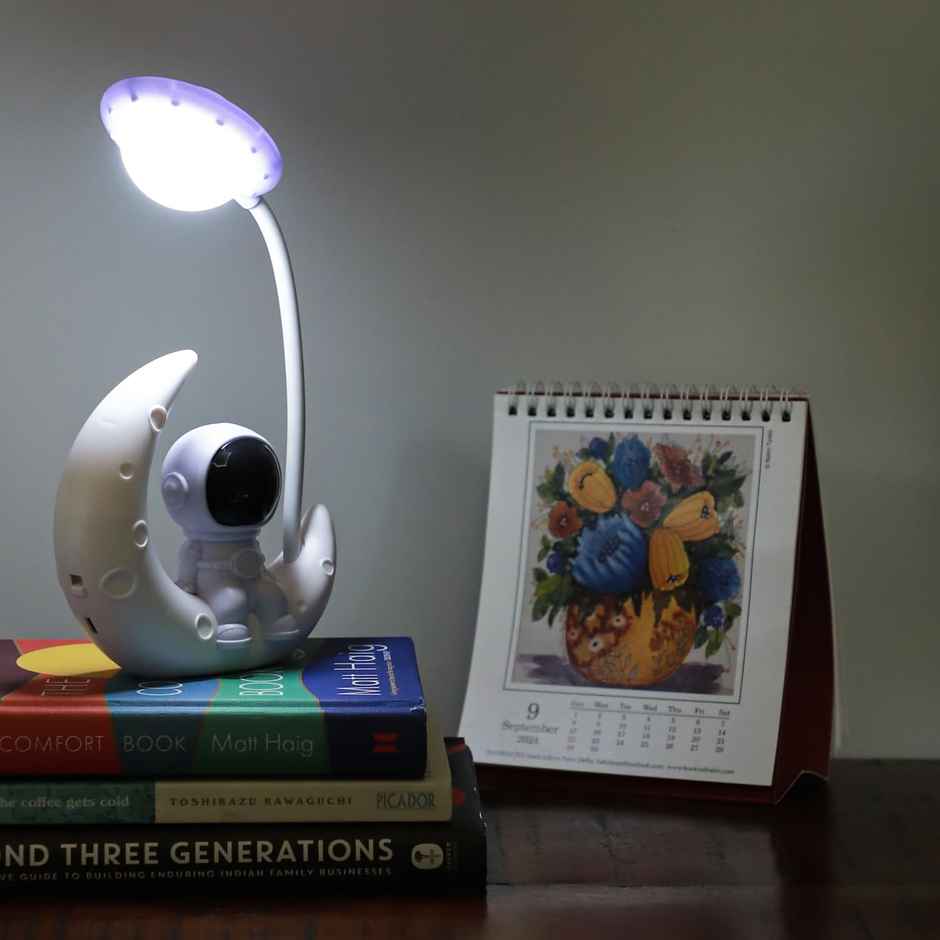 Lexton LED Study TableLamp Astronaut MoonShaped for Kids 180 Degree White Pack-1