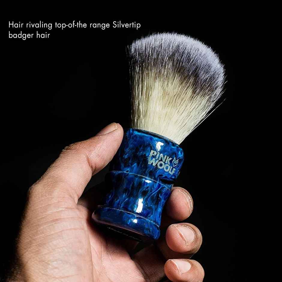 Pink Woolf Hand Crafted Synthetic Bristles Shaving Brush With Gloss Resin