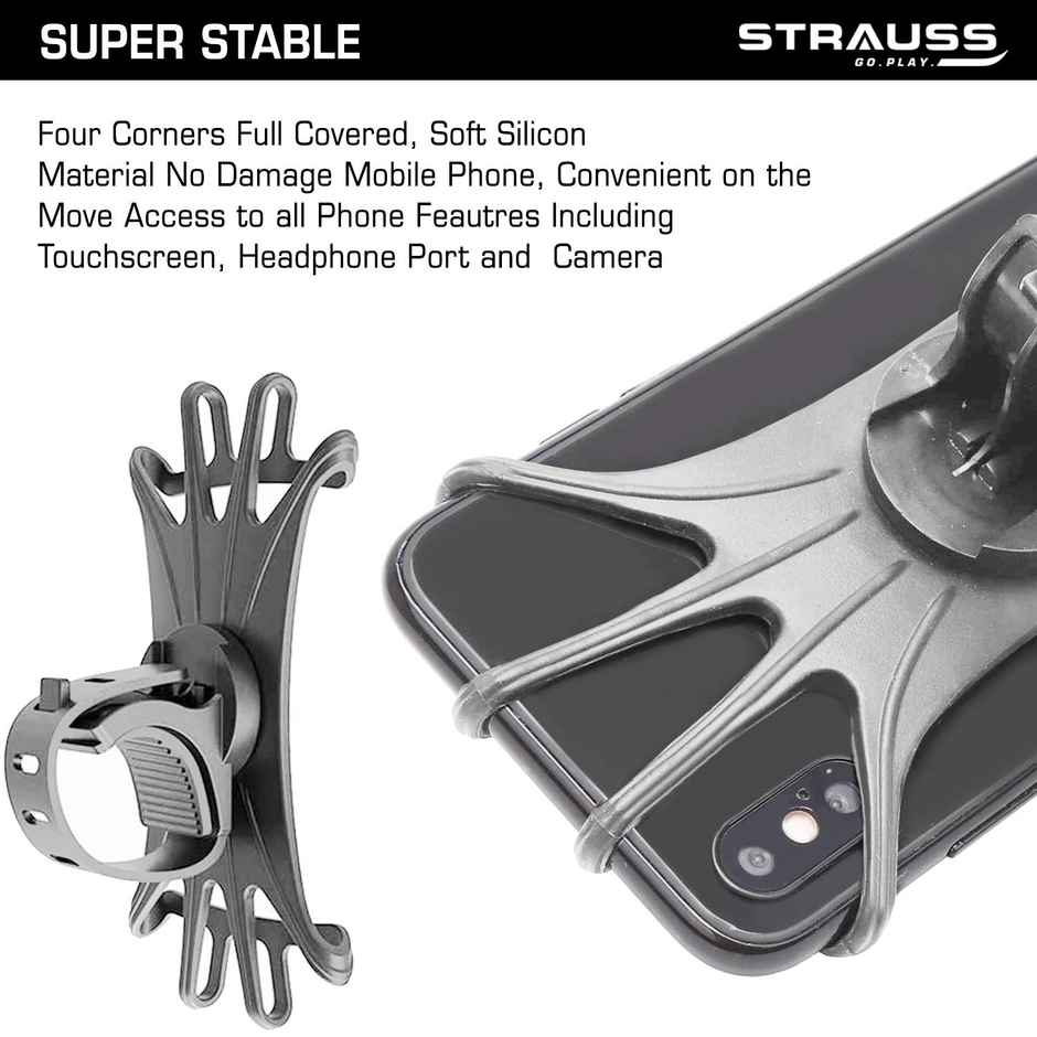 Strauss Silicon Mobile Phone Holder With 360 Degree Rotation | Grey