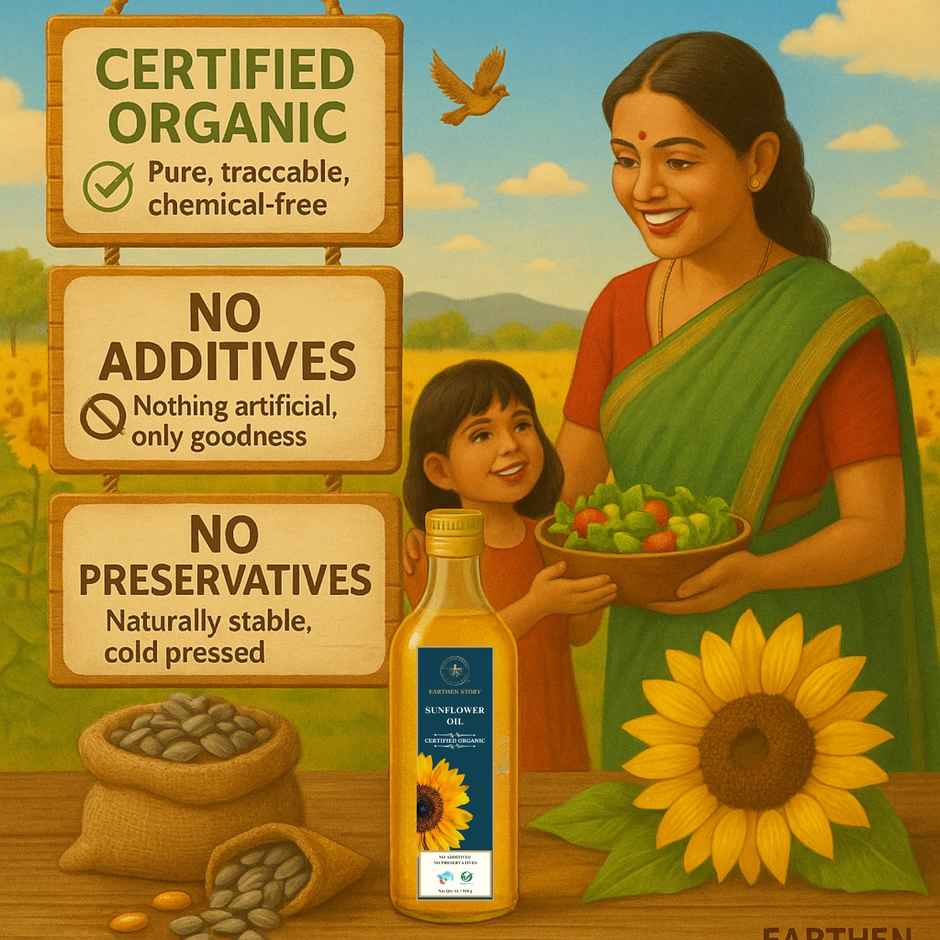 Earthen Story Organic Sunflower Cold Pressed Oil | Organic Cooking Oil