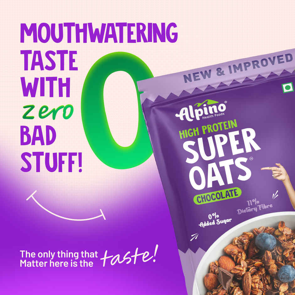 Alpino 22g High Protein Super Oats Chocolate with Almonds & Raisins | No Added Sugar & Salt