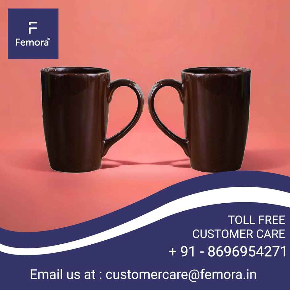 Femora Coffee Mug Without Gold Line Brown 2 Piece