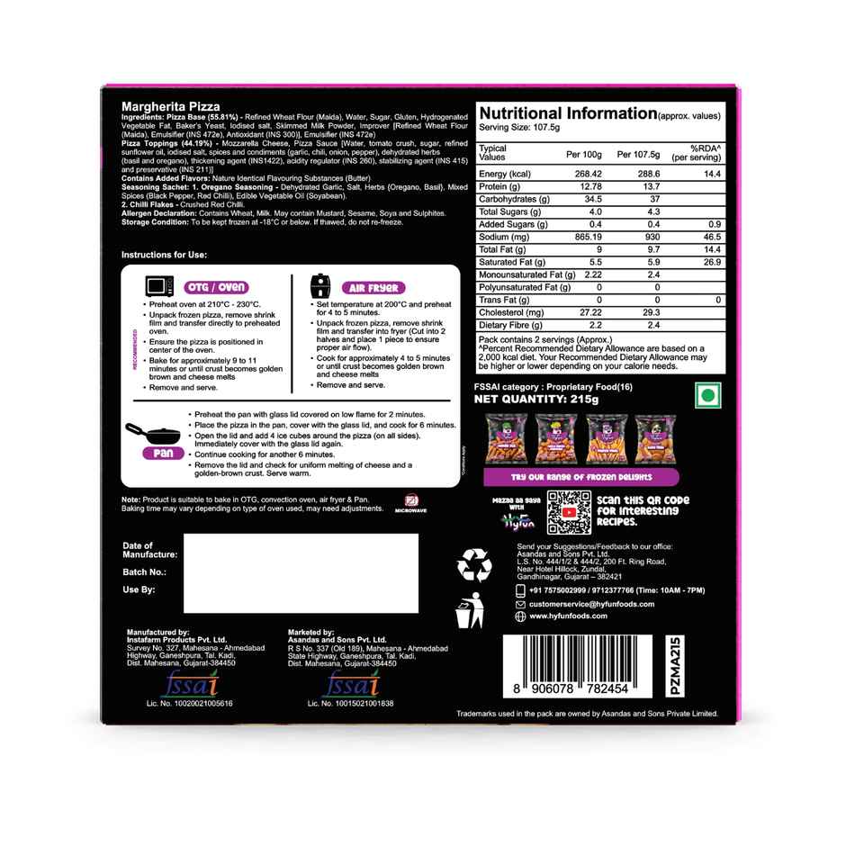 HyFun Margherita Pizza, Cheesy Snack | Frozen