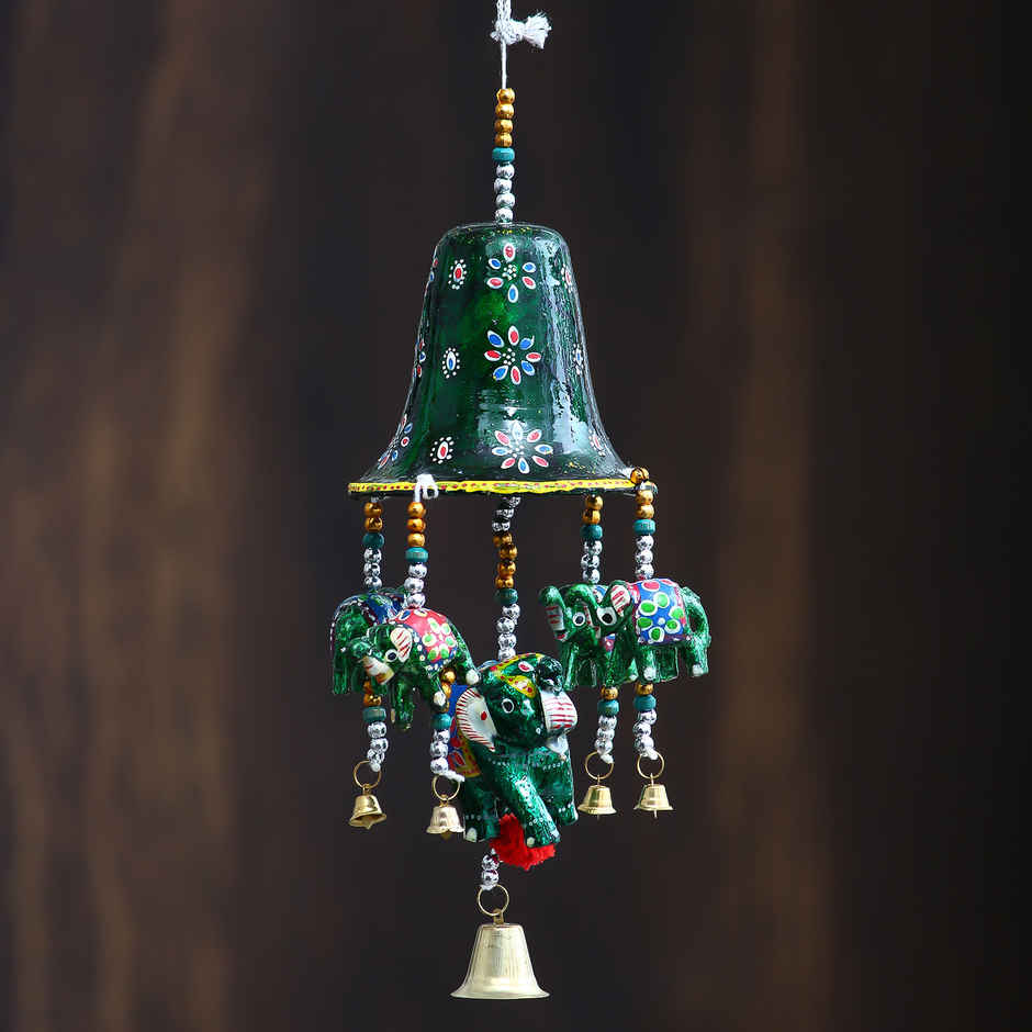 eCraftIndia Handcrafted Decorative Elephant Wall/Door/Window Hanging Bells