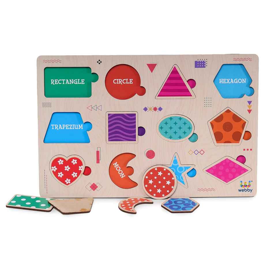 Webby Shapes Educational Wooden Puzzle for Kids