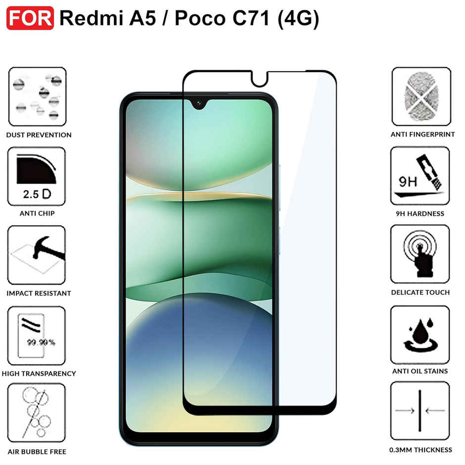 Artistque Tempered Glass for Redmi A5 | Poco C71 4G Screen Protector Guard