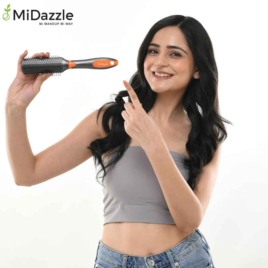 MiDazzle Premium Flat Grey & Orange Hair Brush - M290 MIHB0005