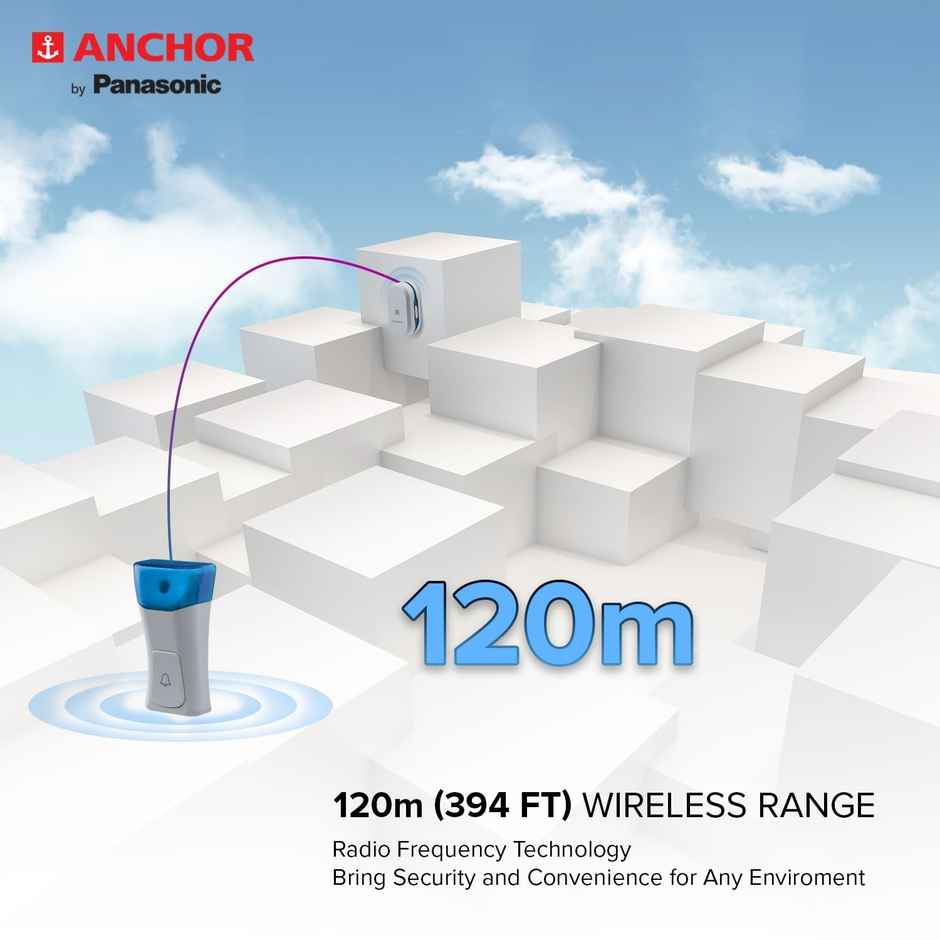 Panasonic Wireless Doorbell With 45 Selectabeble Tunes, 22720, Grey