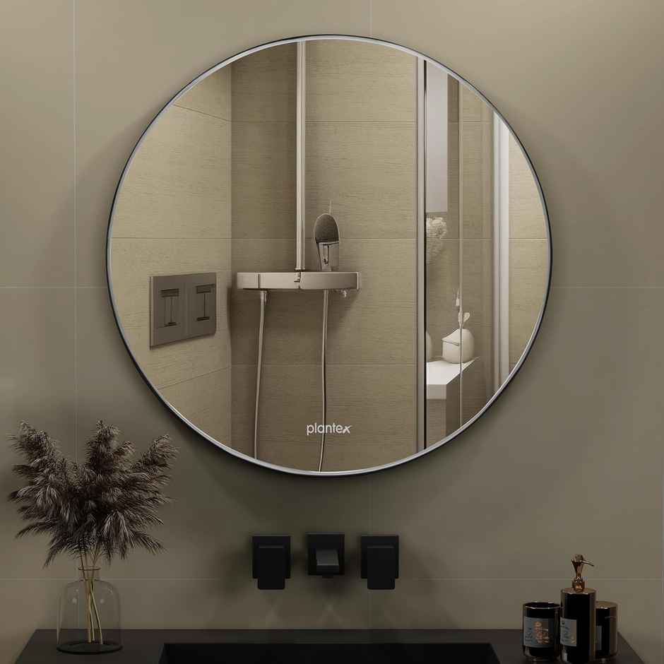 Plantex Frameless Round Mirror with Beveled Edges for Bathroom Dressing Room - 24 Inch