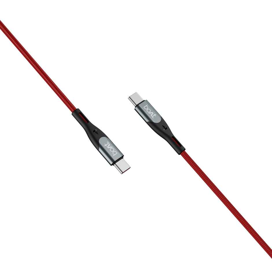 boAt Type C to C 65W Cable w/480 Mbps Data Sync and 65W PD, PPS AND QC support. | Martian Red
