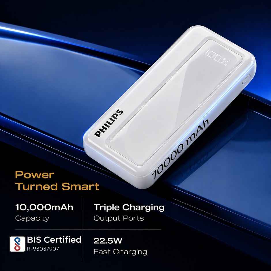 Philips DLP1711NW/94 10000mAh 22.5W Max Fast Charging Power Bank with Digital LED Display