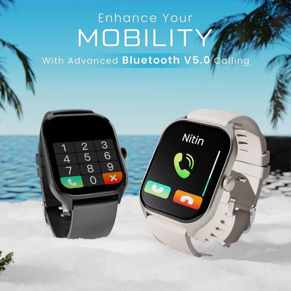Hammer Polar 2.01 Inch IPS AOD Smart Watch Dual Mode Voice Assistant Rotating Crown Calling Black