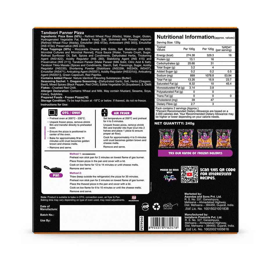 Hyfun Tandoori Paneer Pizza (Regular Base) | Soft & Cheesy