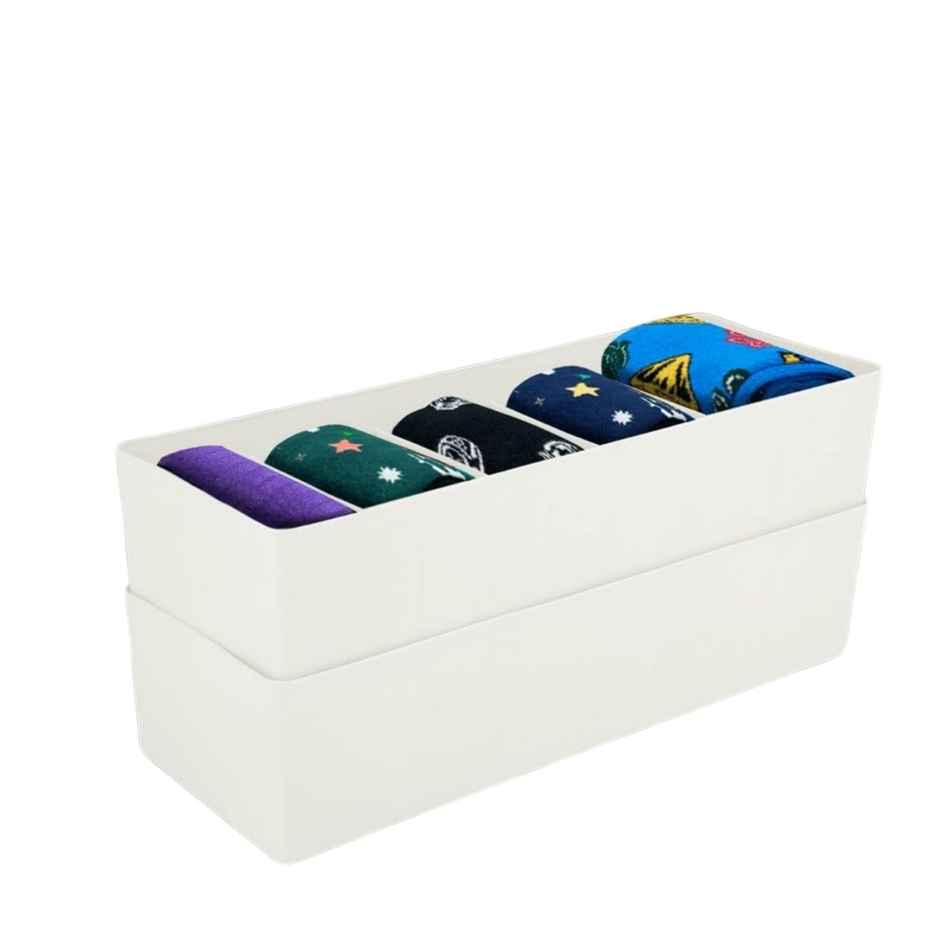 Bathla Set of 2 Drawer Organiser - Multi-purpose, Stackable, 5 Grids - DORI | Ivory