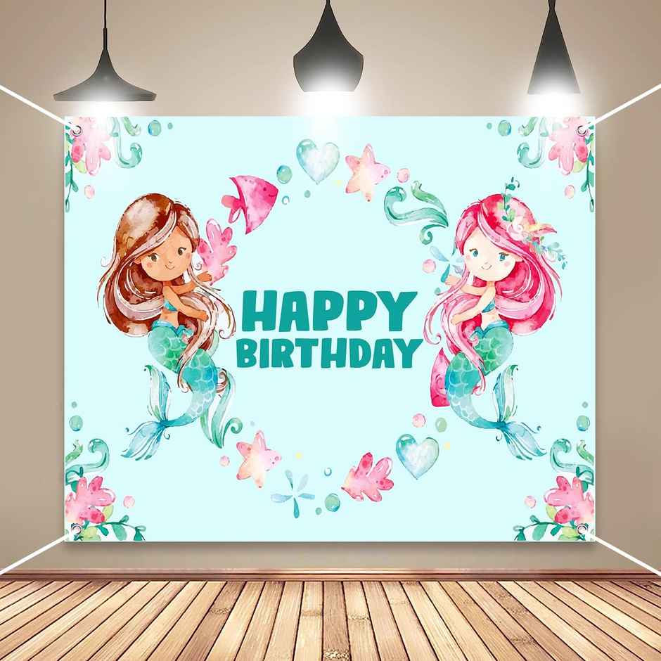 Mermaid Birthday Banner Backdrop | Party Propz