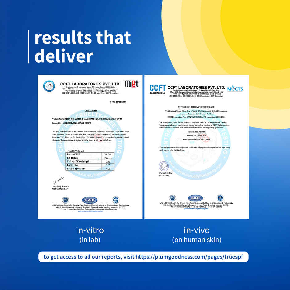 Plum 2% Niacinamide Sunscreen and Rice Water SPF 50 PA++++ Sunscreen