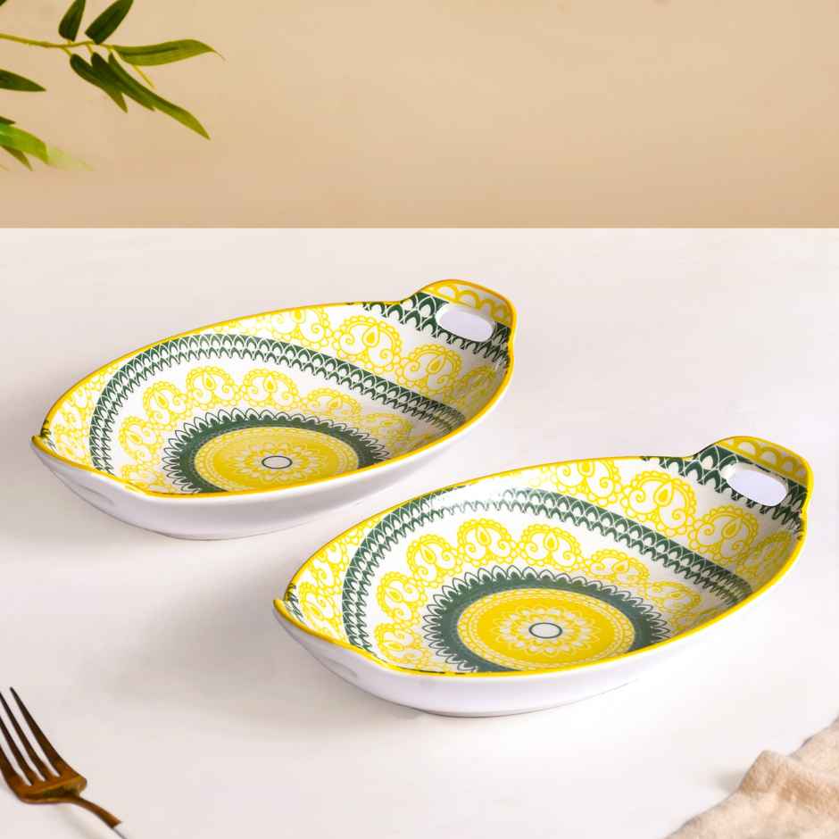 Nestasia Mandala Long Dish - Yellow