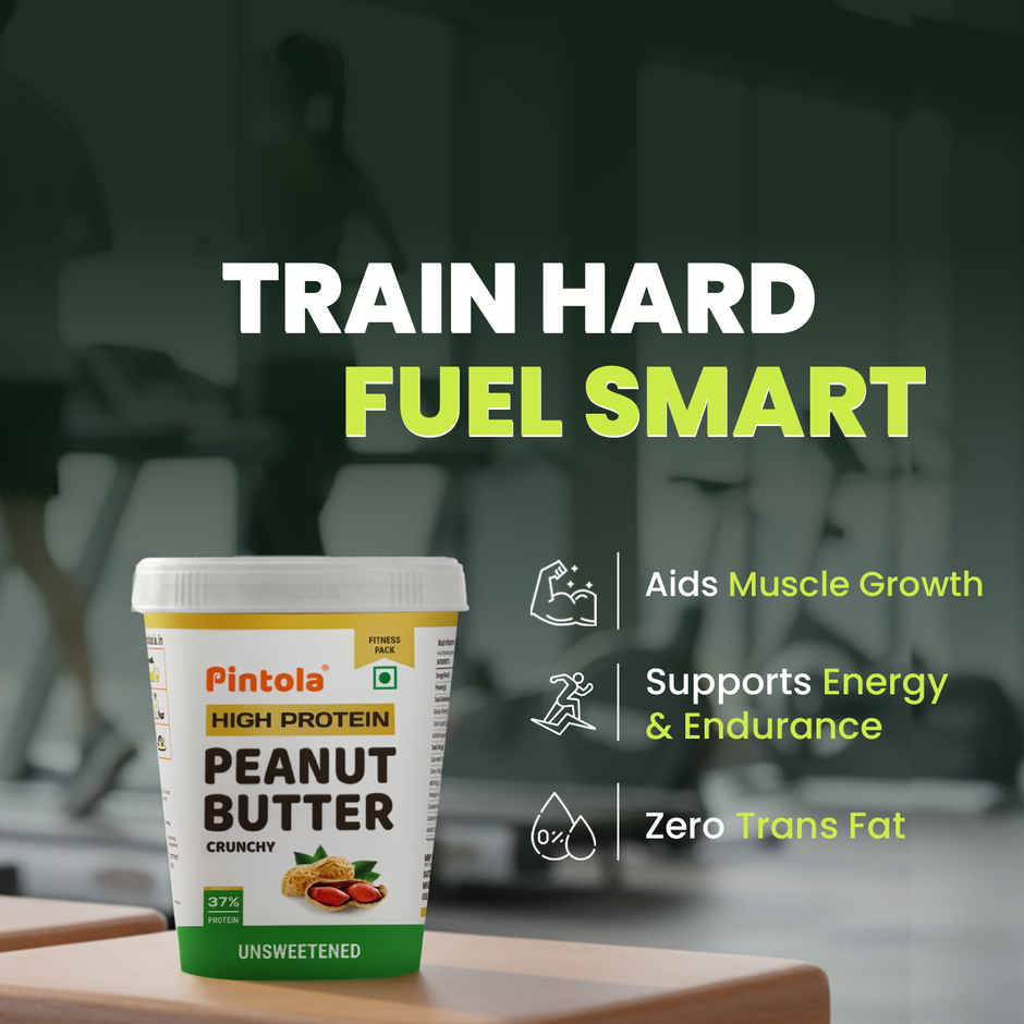 Pintola High Protein All Natural Peanut Butter Unsweetened 37% Protein (Crunchy)