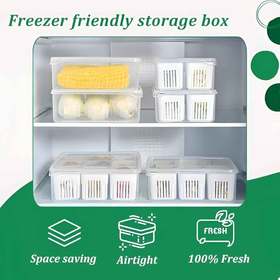 Perpetual Fridge Storage Boxes | 6-Grid Freezer Containers for Vegetables & Fruits