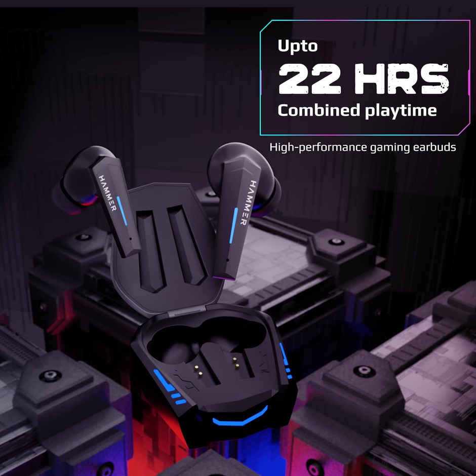 Hammer G-Shots Truly Wireless Gaming Earbuds, 50 ms Gaming Low Latency TWS, Bluetooth V5.3 - Black