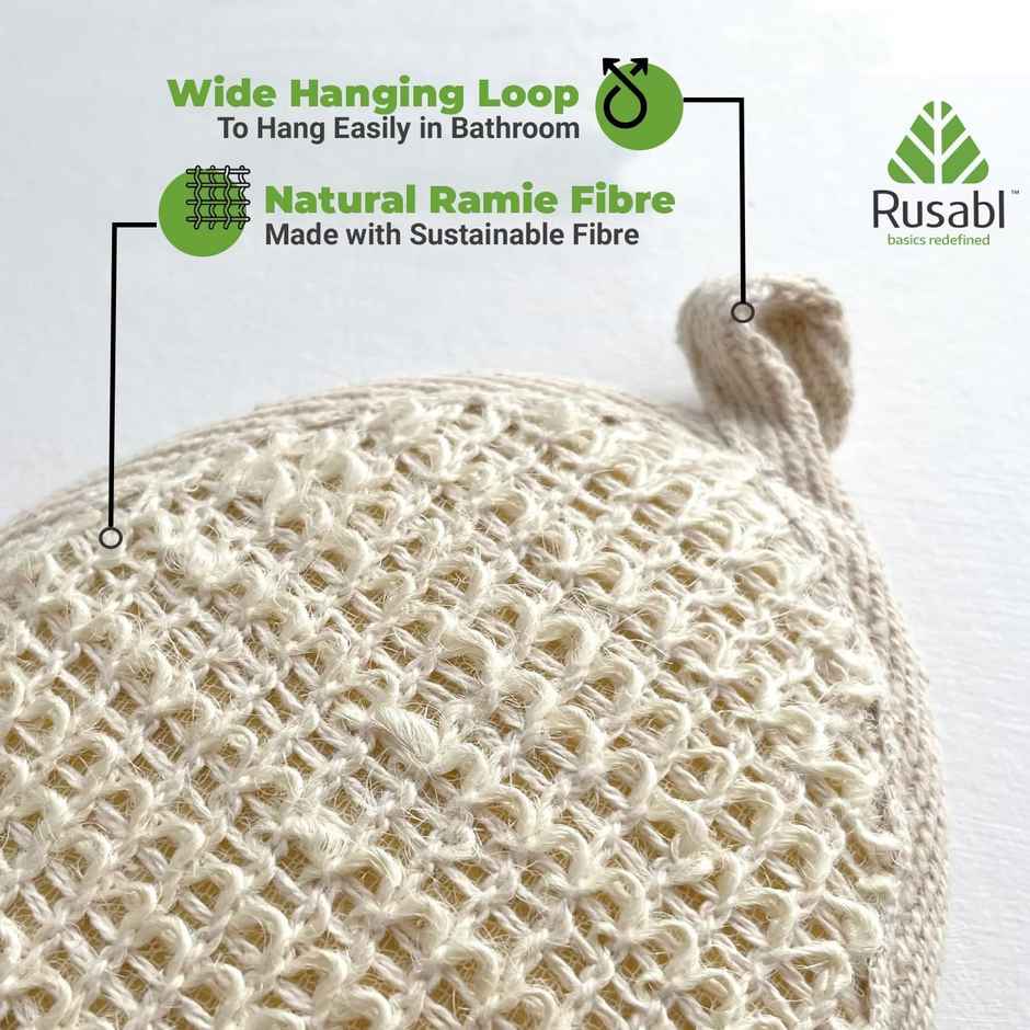 Rusabl Loofah with Natural Ramie Fibers - Round - 2 Pack