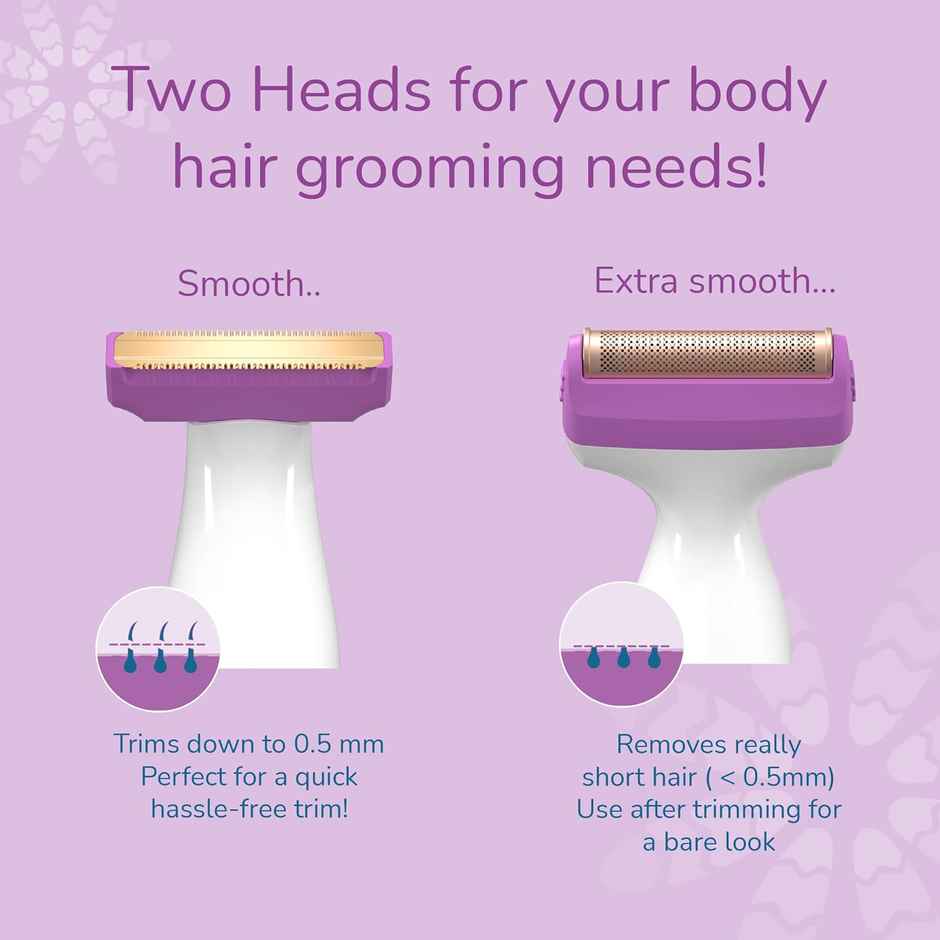 Caresmith Bloom Bikini Trimmer: Rechargeable Design with Extra Shaver for a Smooth, Private Finish