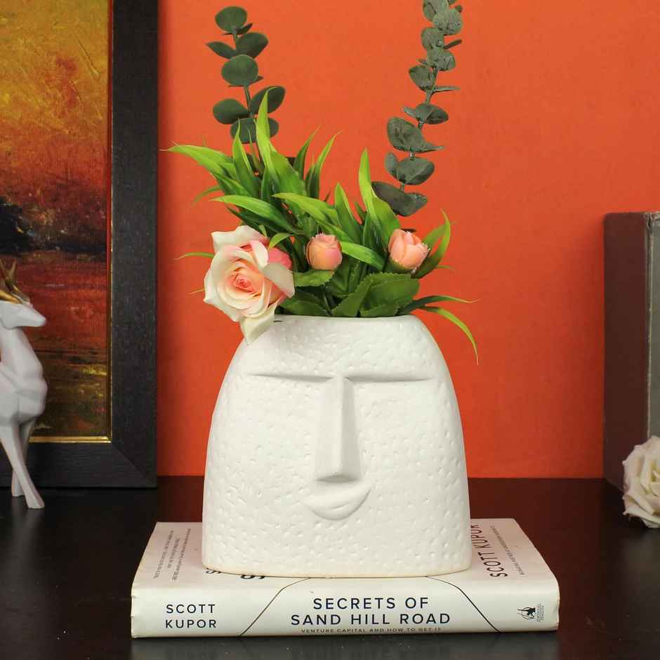 Tied Ribbons Ceramic Face Shape Vase Without Flowers