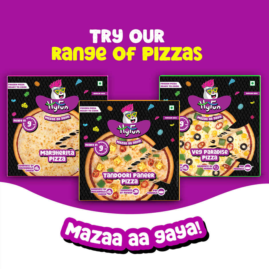 HyFun Garden Fresh Pizza | Thin Crust Base, Cheesy Snack | Frozen