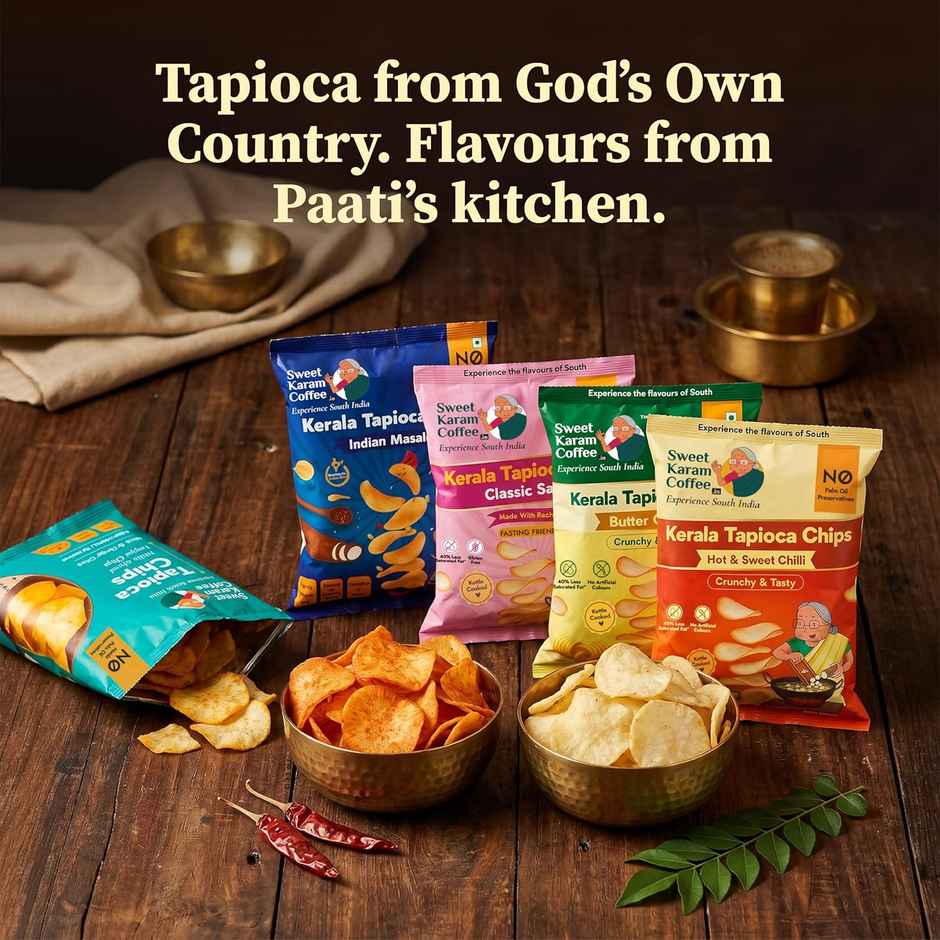 Sweet Karam Coffee Indian Masala Tapioca Chips | No Palm Oil