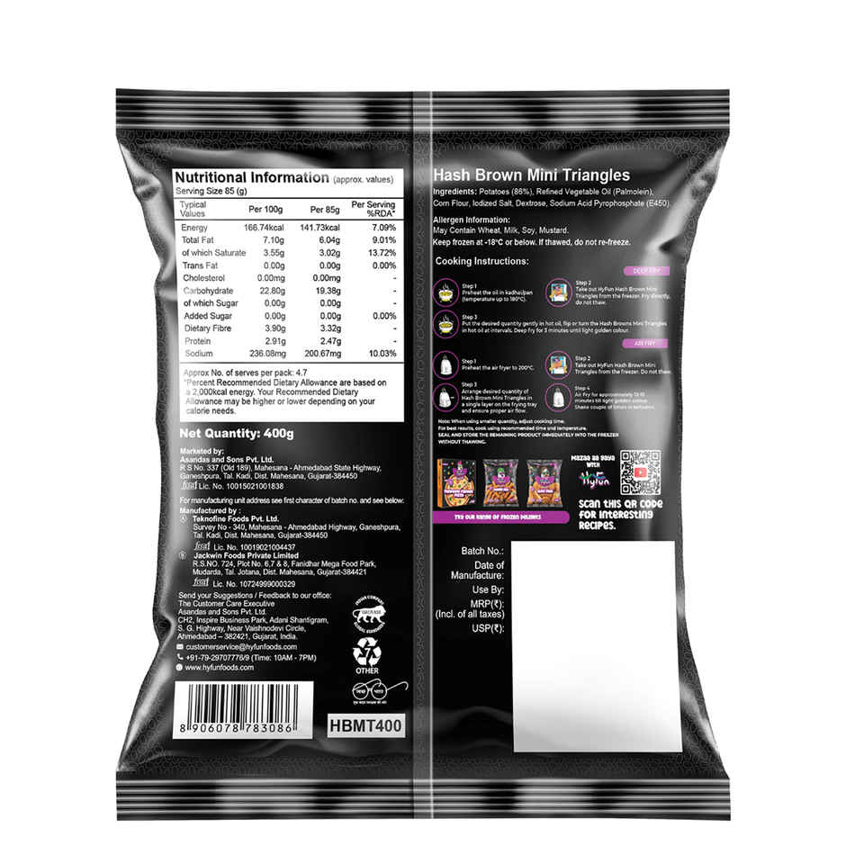 HyFun Hash Brown Mini Triangles, Breakfast Potato Snack | Frozen