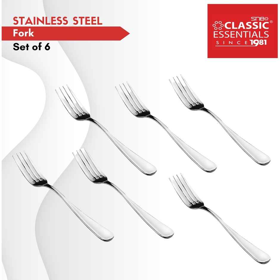 Classic Essentials Table Fork 18 Cm Stainless Steel Dinner Fork Set Pack of 6