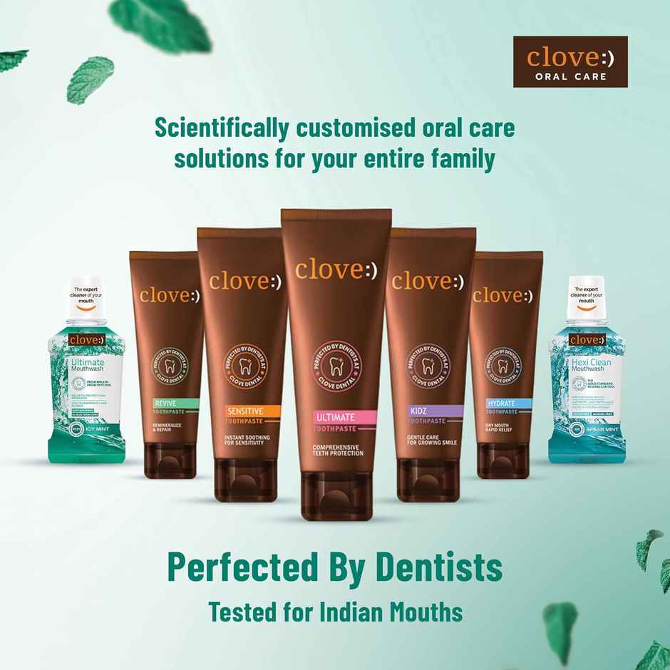 Clove Ultimate Mouthwash Antibacterial & Anti-Plaque Kills 99.9% Germs Fresh Icy Mint Flavour