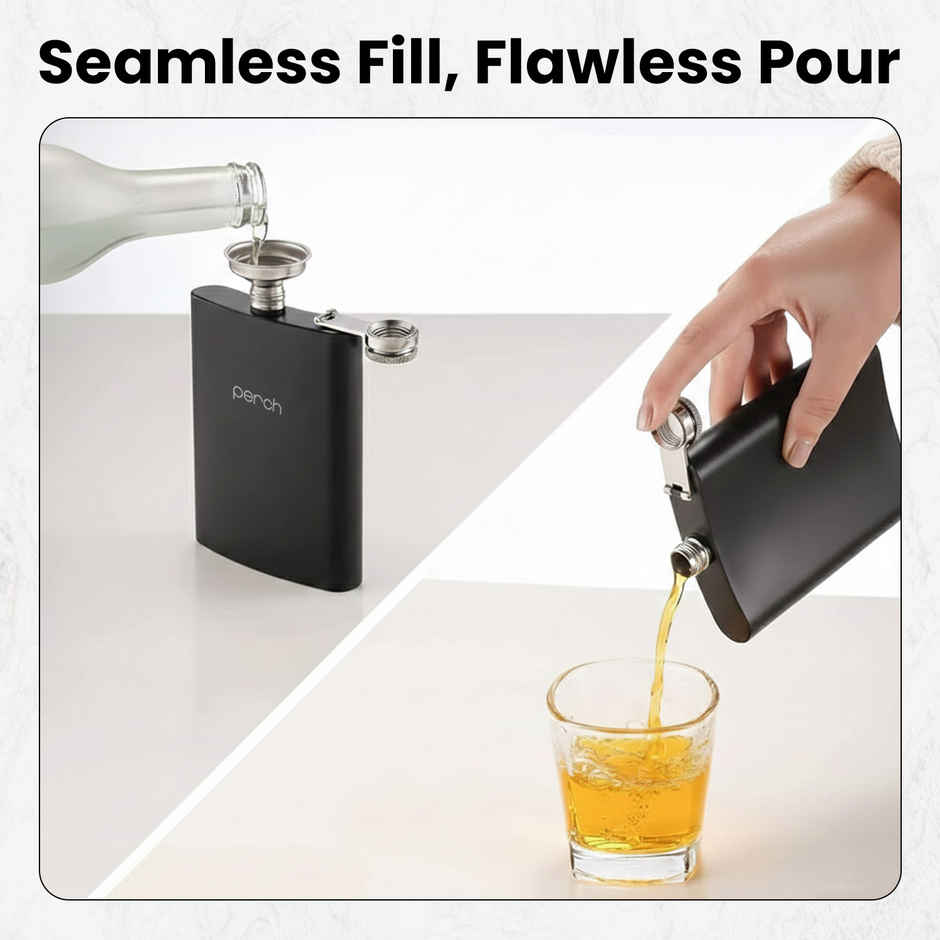 Perch Stainless Steel Hip Flask | Leak Proof Pocket Bottle | 180 ml