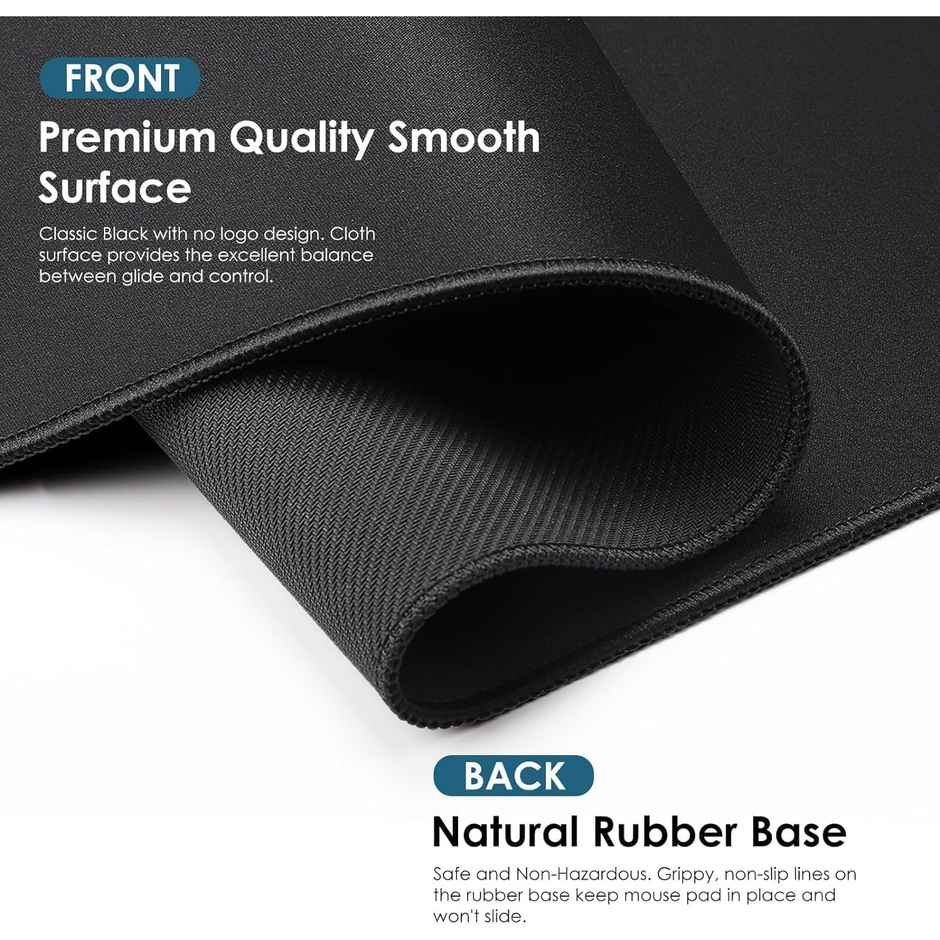 Sounce Anti-Slip Rubber Gaming Mouse Pad and Laptop Desk Mat with Smooth Control | Black