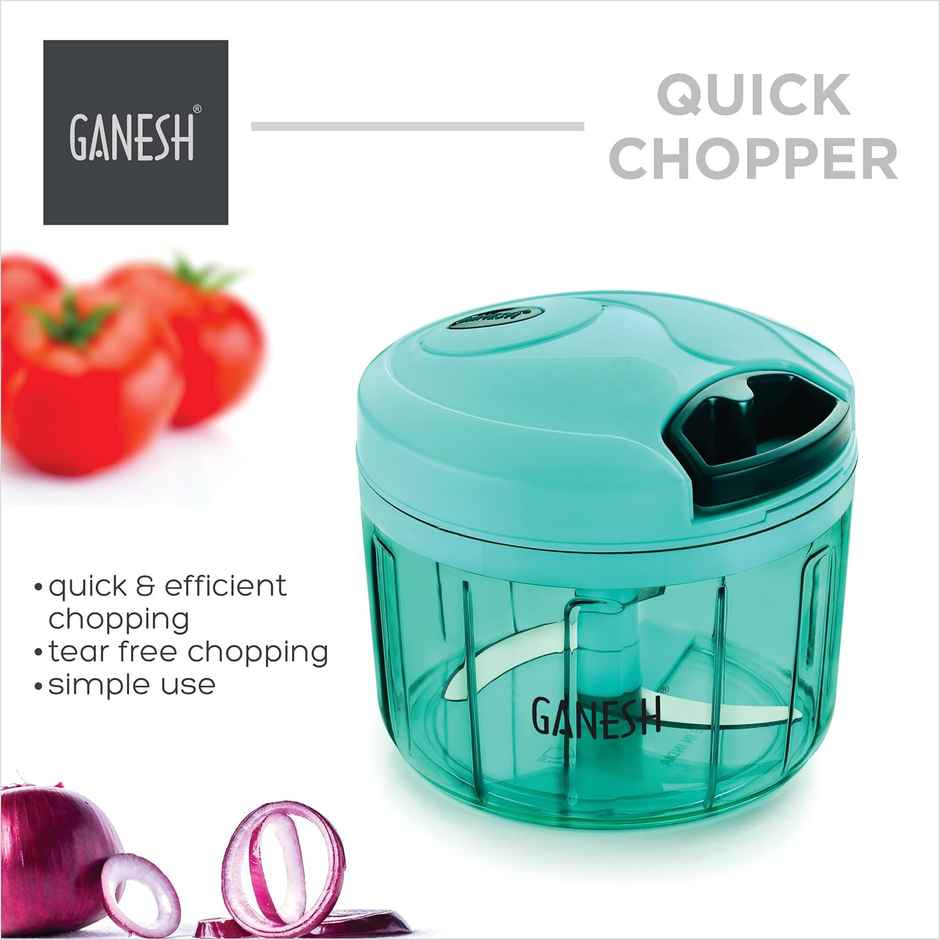 Ganesh Multipurpose Plastic Vegetable Chopper 3 Blades Pool Green (725 ml)