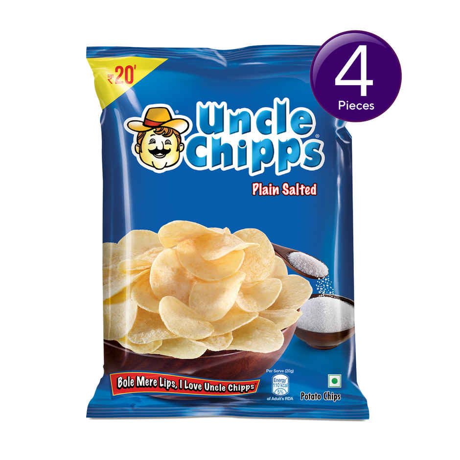 Uncle Chipps Potato Chips, Plain Salted Flavour, Crispy Chips & Snacks Combo 